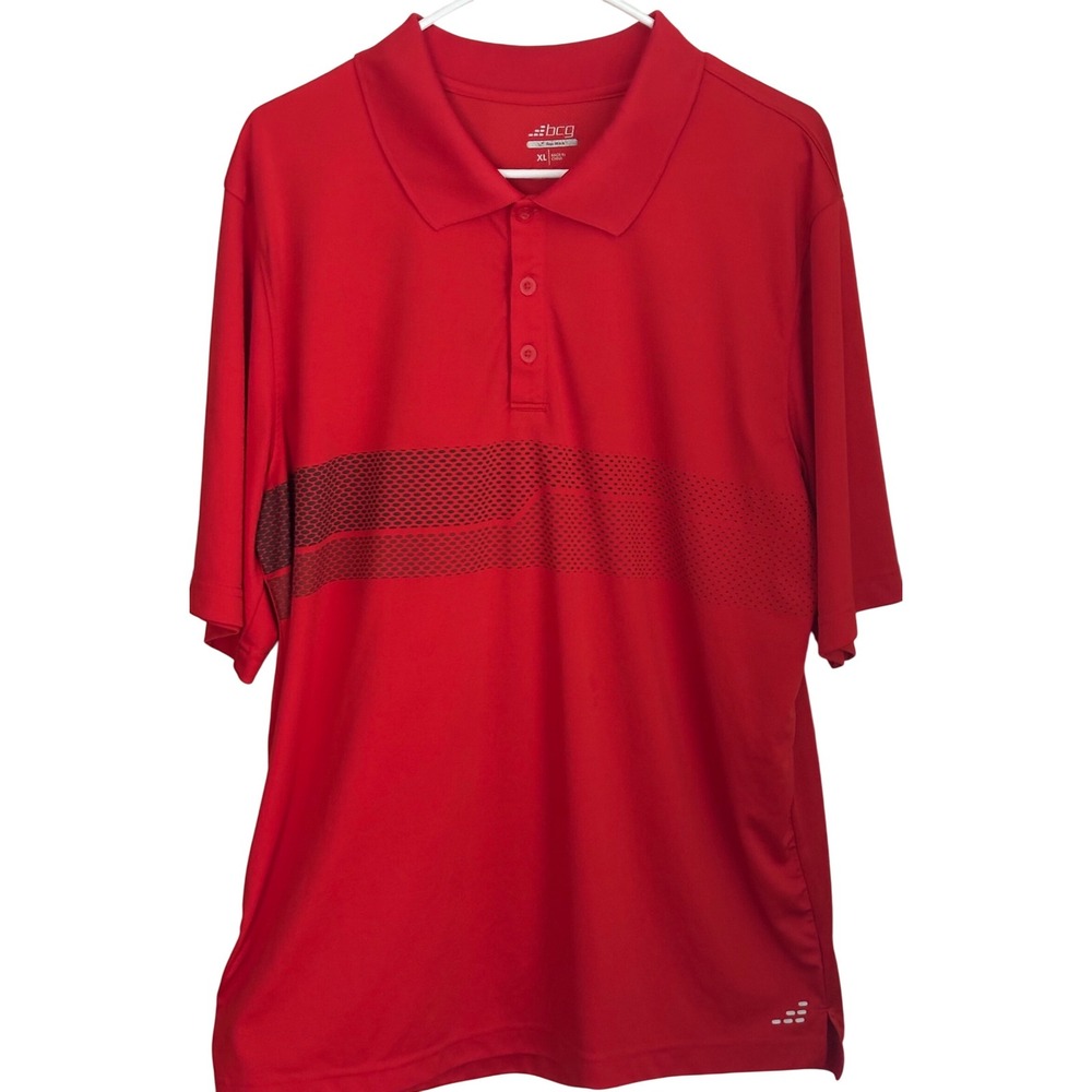 BCG Men's Red Short Sleeve Athletic Golf Polo Shirt Size XL Note!
